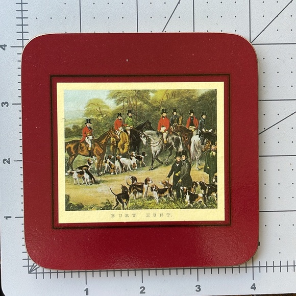 Clover Leaf Table Mats/coasters, 5 of 6 coasters in original box, fox hunt motif - Picture 7 of 7